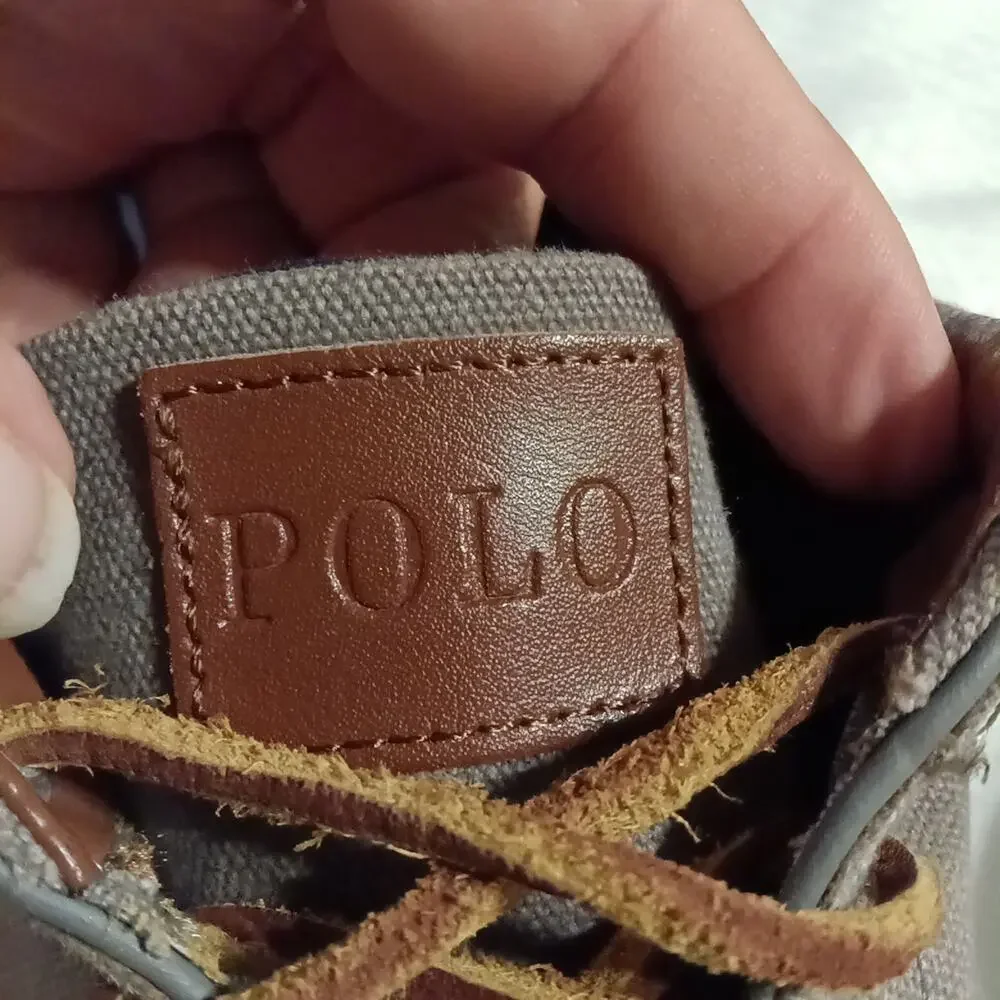 Polo Ralph Lauren Boat Shoes Brown canvas embroidered logo casual comfort shoe